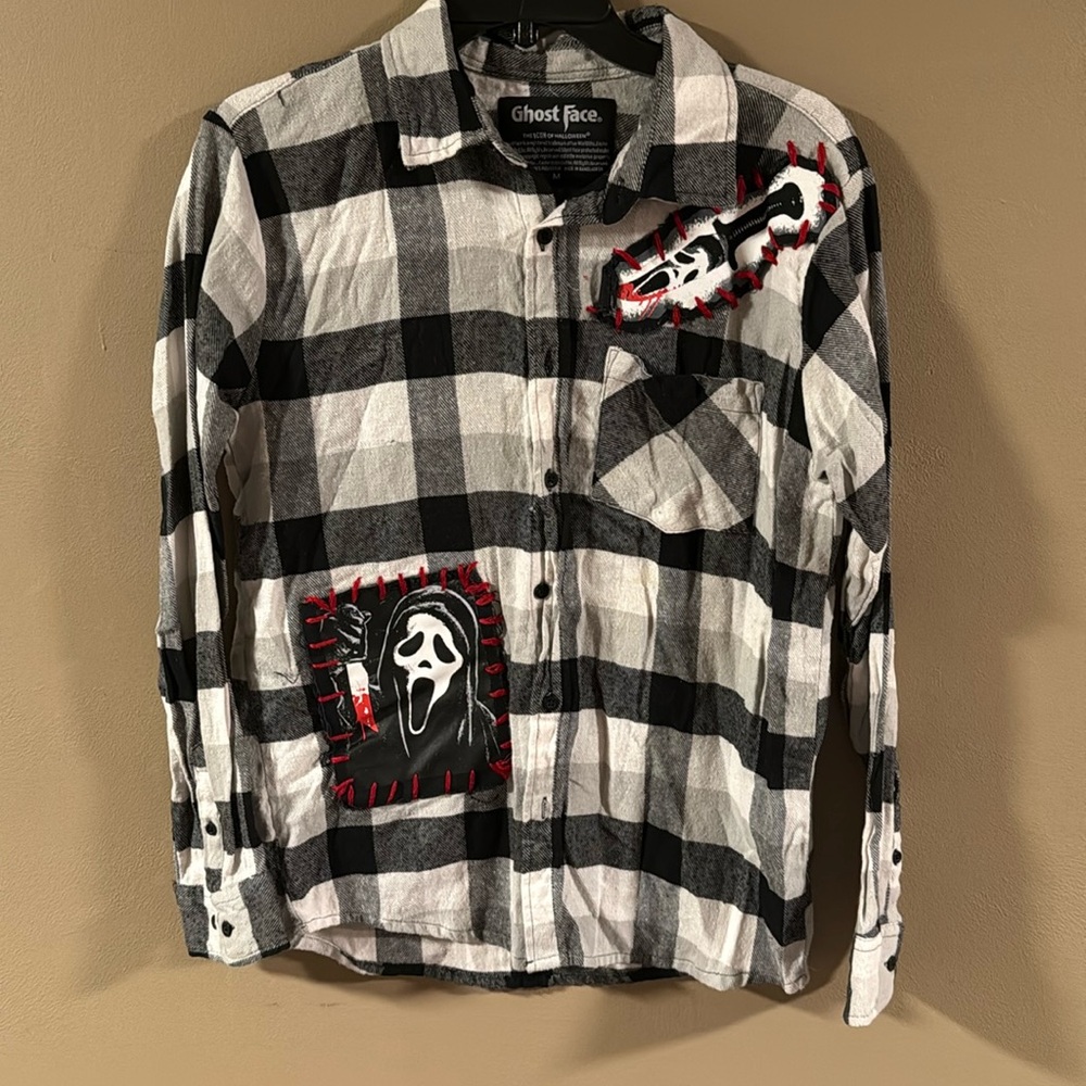 Ghost Face long sleeve button up, size M
